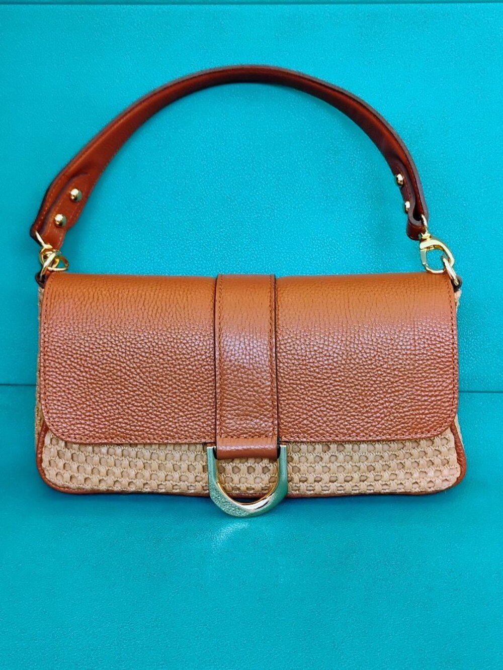 Divina Firenze Leather & Straw Handbag